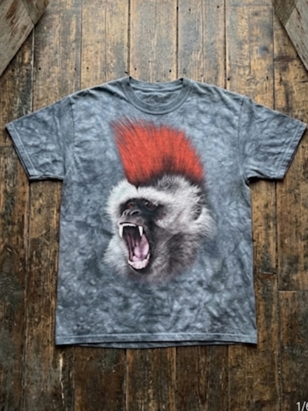 The Mountain Punk Gray Tee with Red Graphic